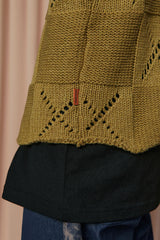 BUTTON ARGYLE KNIT JACKET / OLIVE