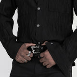 マテリアル カウハイド ベルト / [BLESSEDBULLET]Material II cowhide belt_dark silver