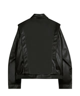 87-STAN028 [Vegan Leather] Multi Placket Leather Jacket Black