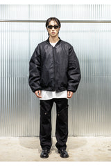 クラックコーテッドデニムMA-1ジャンパー / CRACK COATED DENIM MA-1 JUMPER