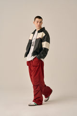 VOLUME POCKET PINTUCK PANTS - BURGUNDY