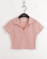 トゥーティーpkカラークロップド半袖Tシャツ / Tootie pk collar cropped short sleeve T-shirt