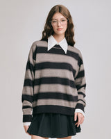 DVRK PRIVÉ GARDENIA STRIPED KNITTED SWEATER - GREY