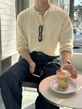 LMNラウンドネックケーブルカーディガン / LMN Round-Neck Cable Cardigan (9 colors)