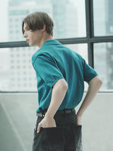 オープン半袖ニット / T1015 OPEN SHORT-SLEEVED KNIT_BLUEGREEN