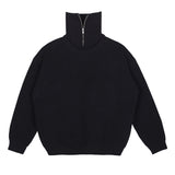 neck warmer wide collar zip-up knit black (6615475650678)