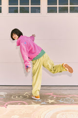 KIRSH X MISAKI KAWAI FLEECE MIX PATCH STADIUM JACKET [PINK]