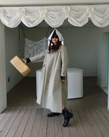 Shirring trench coat khaki