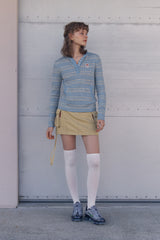 WITTY BUNNY STRIPE KNIT HOODIE [SKY]