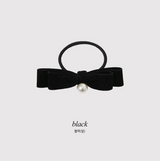 Velvet Ribbon Pearl Hair Tie