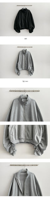 Lee Know Fleece Lining Shirring Wrinkle Boxy Two Way Zip-Up Jumper