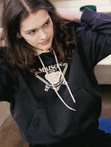 Women's Crop Bear Friends Signature Emblem Two-Tone HeavyTerry Hoodie NavyCream (FCD3TS717W)