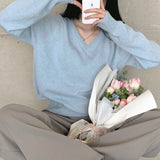 [Bellide made] Soft loose V-neck knitwear