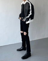 グロッシーバイカーレザージャケット / ENOC Glossy Biker Leather Jacket (2 colors)