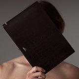 クロコダイルエンボクラッチ/CROCODILE EMBO CLUTCH-BLACK