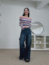 レインボーストライプトップ / rainbow stripe top