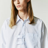 DOUBLE HOLDER STRAP STRIPE SHIRT SKY BLUE
