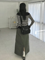 Lush back slit long skirt