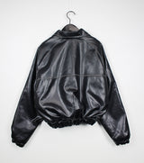 レザークロップブルゾンパディング/Leather crop blouson padding (2color)