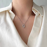 ハートパールコンビネーションピュアシンプルネックレス / hu Heart pearl combination pure simple necklace (2 color)