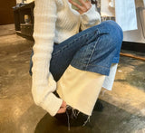 セミワイドフィットデニムパンツ/SEMI WIDE FIT BLUE + WHITE DENIM PANTS [17724]
