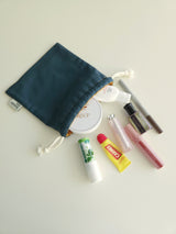 Two tone string pouch - teal blue M