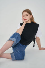 ストレートフィットロールアップエンブロイダリーデニムパンツ / STRAIGHT FIT ROLL UP EMBROIDERY DENIM PANTS [6863]