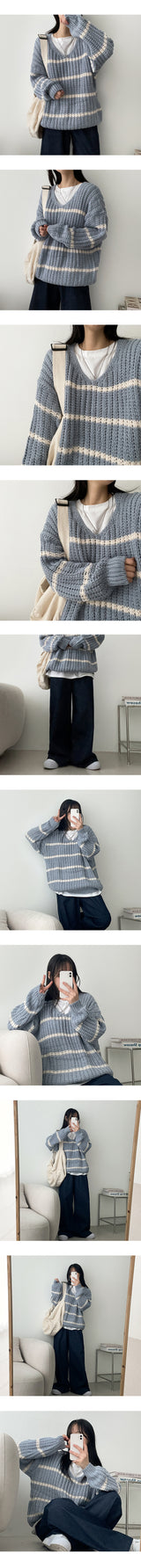 Pitobodle Tom Stripe V-knitwear