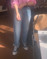 ブルーオンウォッシュドワイドストレートデニムパンツ / Blue-On-Washed Wide Straight Denim Pants