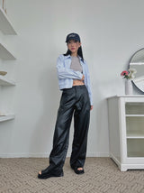 レザーストレートトラウザーズ / leather straight trousers