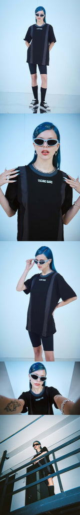 テクノベイビーオーバーロックオーバーフィットT / TECHNO BABY OVERLOCK OVERFIT T (Bk)