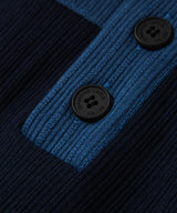 ニットラグビースウェットシャツ/Knit Rugby Sweatshirt T76 blue&navy