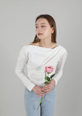 ドレープパフシャーリングTシャツ / Drape Puff Shirring T-shirt White