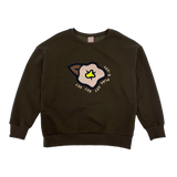 SETSETSET BIG FLOWER NAPPING SWEAT SHIRT BROWN (6652493856886)