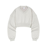 V-NECK CROP SWEATSHIR (Ivory)