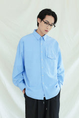 ユーティリティポケットオックスフォードシャツ / UTILITY CURVED POCKET OXFORD SHIRT SKYBLUE (6554666827894)