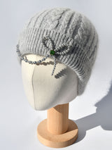 Light Grey Ribbon Beanie