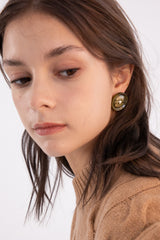 ボタンピアス/Merry,Motive signature button earring (Khaki)