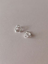 [92.5silver] line heart one-touch earrings (mini)