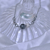 Black printed marble necklace