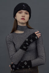 [20W]ARGYLE HANDWARMER / BLACK (4614353780854)