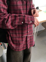 [UNISEX] Dickes Vintage Check Brushed Outer Long Sleeve Shirt