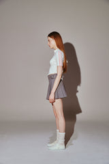 Heart Buckle Pleats Wrap Skirt Gray