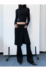 Chic slit skirt bootcut pants