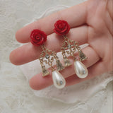 ローズシャンデリアピアス / Red Rose Chandelier Piercing
