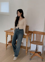 BL Washing Denim Wide Pants