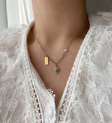 hte パールカラーハートターコイズゲストルックアセントネックレス/hte Pearl Color Heart Turquoise Guest Look Accent Necklace