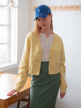 COTTON V-NECK CARDIGAN_YELLOW (6580069695606)