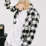 オーバーフィットフランネルシャツ/OVERFIT FLANNEL SHIRTS-WHITE+BLACK