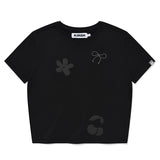 リフレクティブグラフィッククロップTシャツ